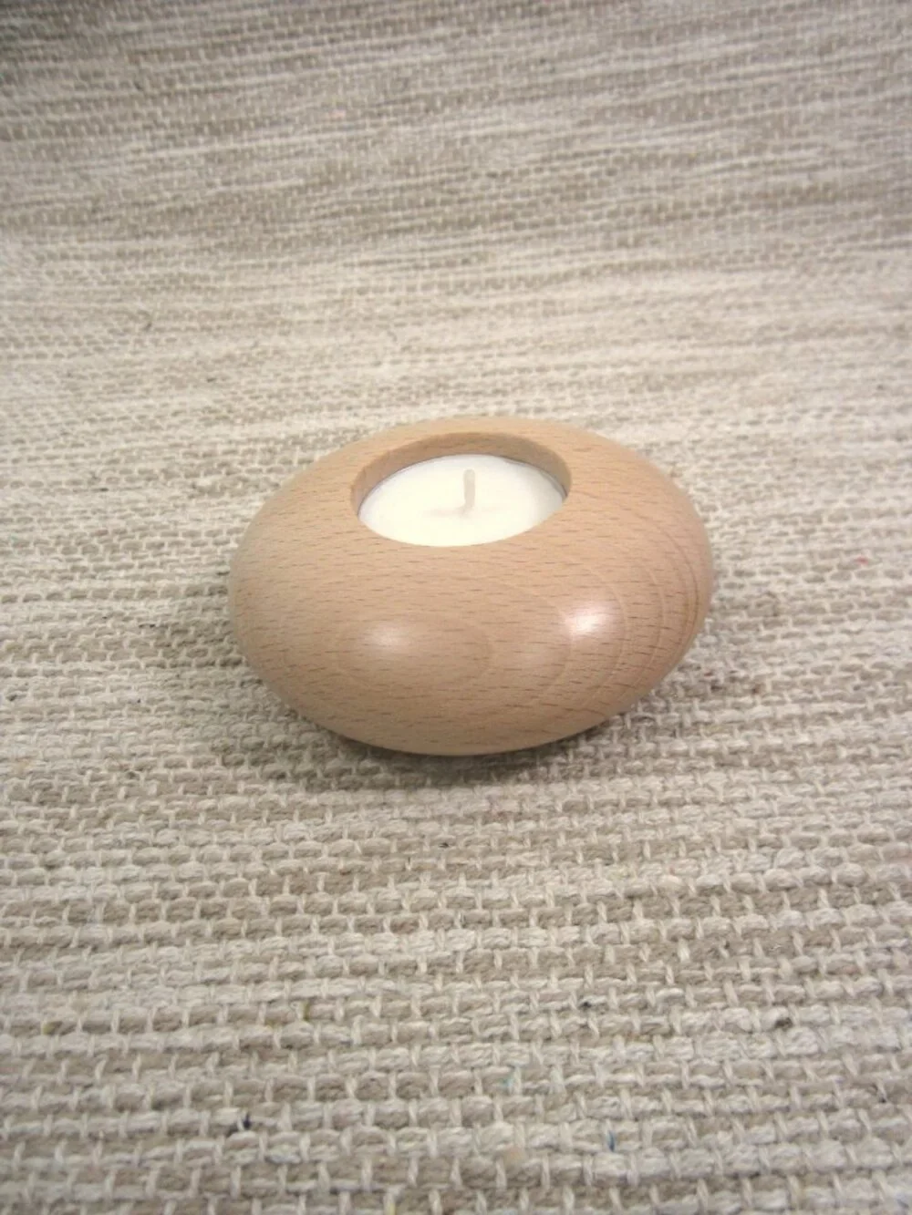 NEW Oak or Ash Wood Turned Tea Light Candle Holder Contemporary MCM Round Lite